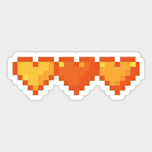 Orange Hearts in a Row Pixel Art Sticker